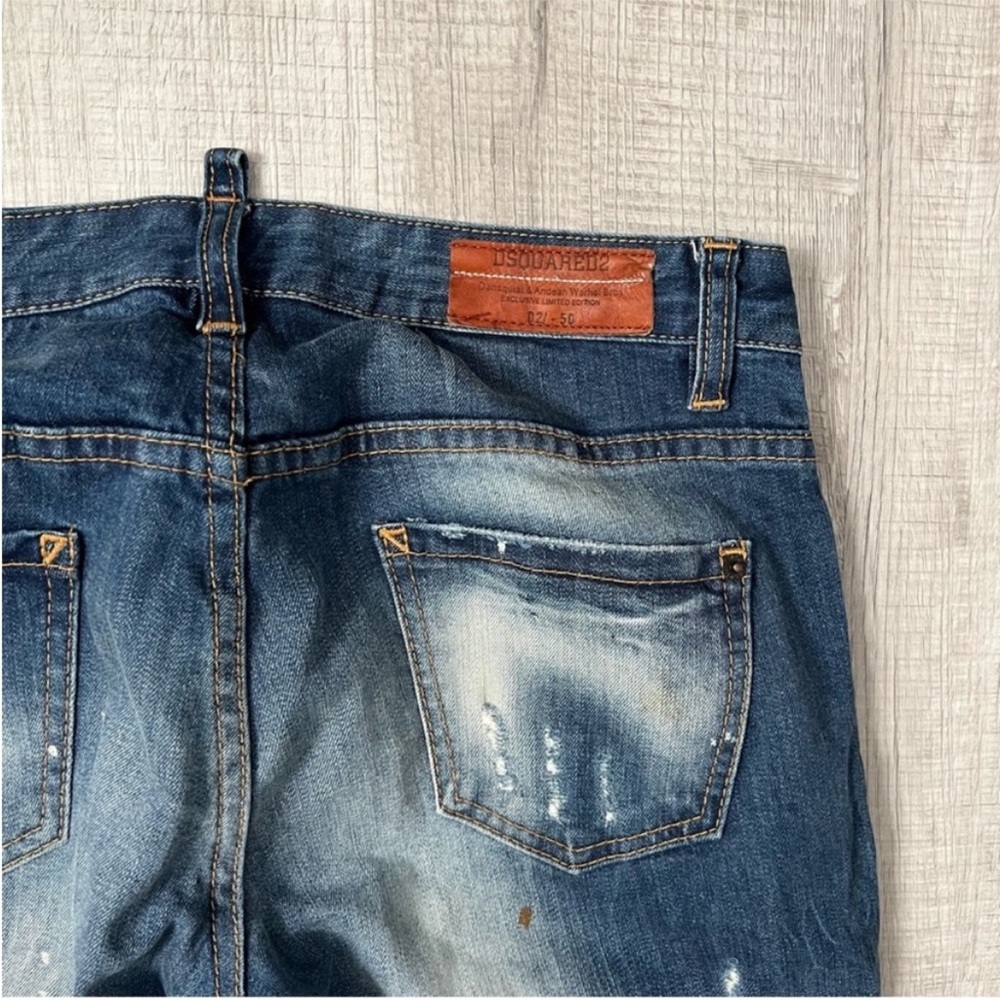 DSQUARED2 Distressed Skinny Skater Patchwork Jeans Blue Size 29 - Picture 6 of 16